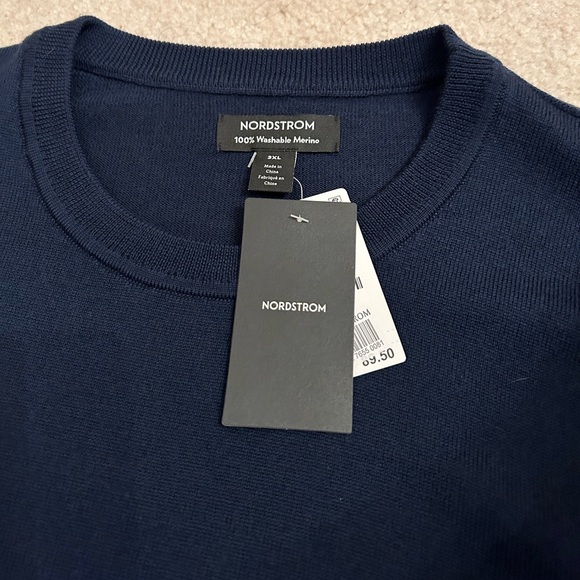 Nordstrom Blue Merino Wool Crewneck Sweater Size 3XL - Picture 2 of 5